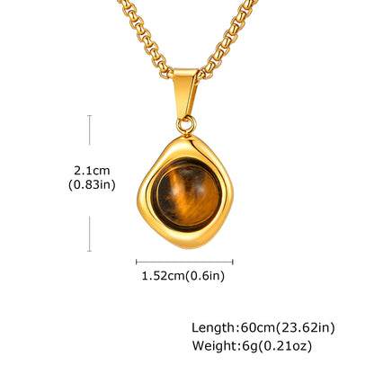 Tiger's Eye Pendant Necklace | Men's Stainless Steel Chain