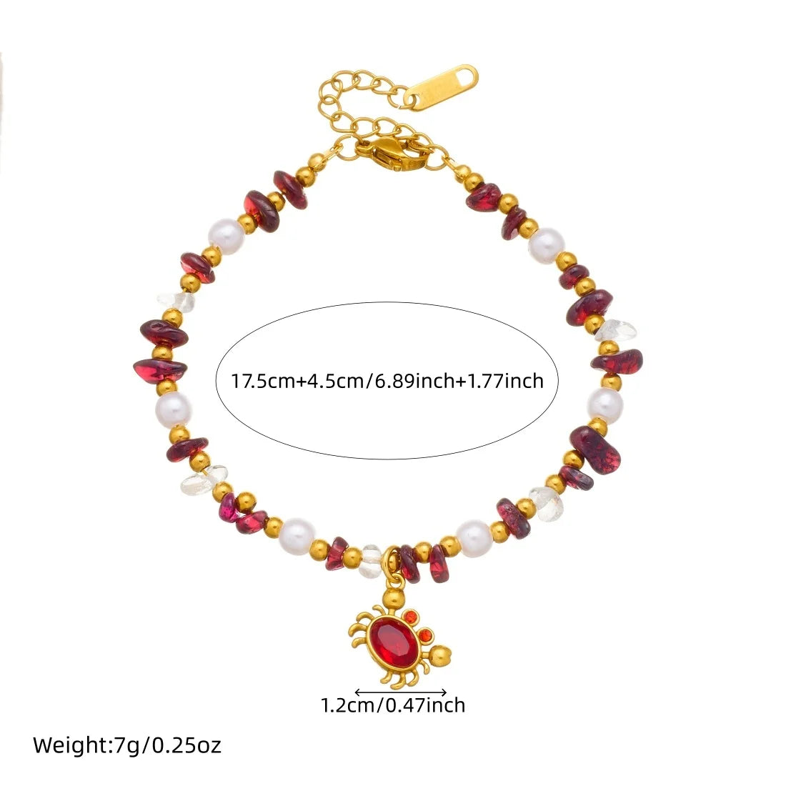 Cangrejo Red Crab Charm Bracelet